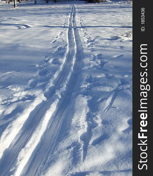 Ski-track on a sunny winter's day