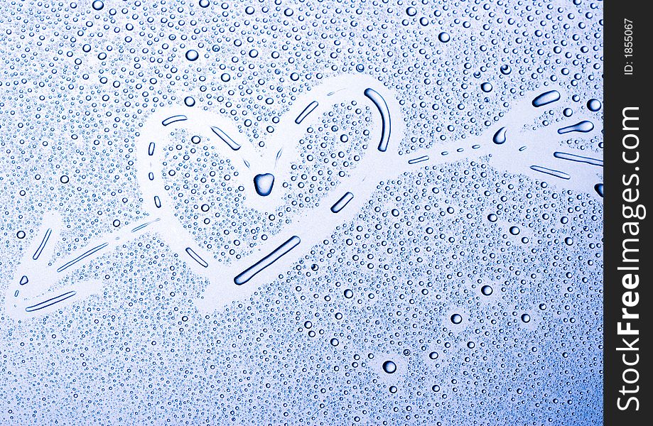 Water drops on Valentine's Day. Water drops on Valentine's Day