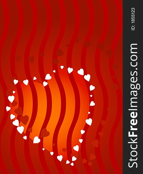 Red hearts and waves background for Valentine's Day. Red hearts and waves background for Valentine's Day