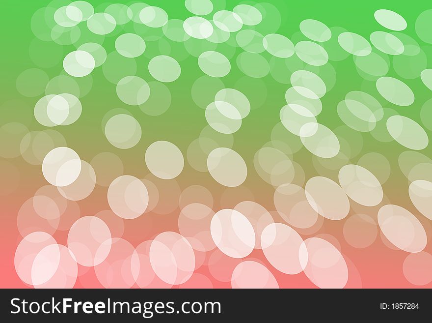 White rounds on green and pink background illustration