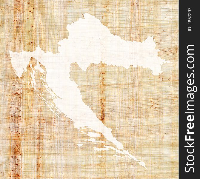 Croatia map on old papyrus. Croatia map on old papyrus