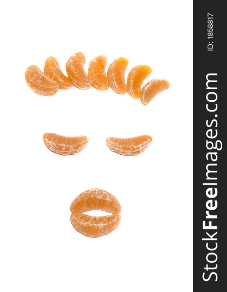 Isolated mandarine face over white background