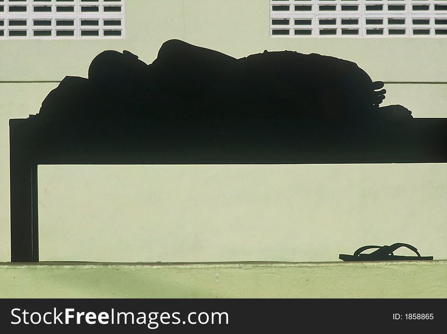 Monk Sleeping In Temple