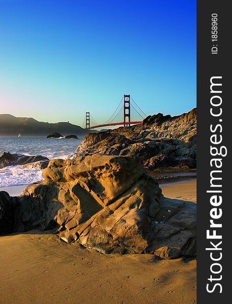 Baker Beach is a state and national public beach on the Pacific Ocean coast, on the San Francisco peninsula. Baker Beach is a state and national public beach on the Pacific Ocean coast, on the San Francisco peninsula