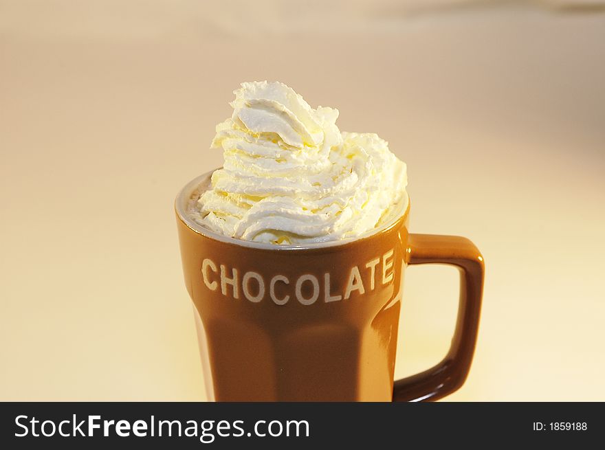 Cup hot chocolate milk with whip cream. Cup hot chocolate milk with whip cream
