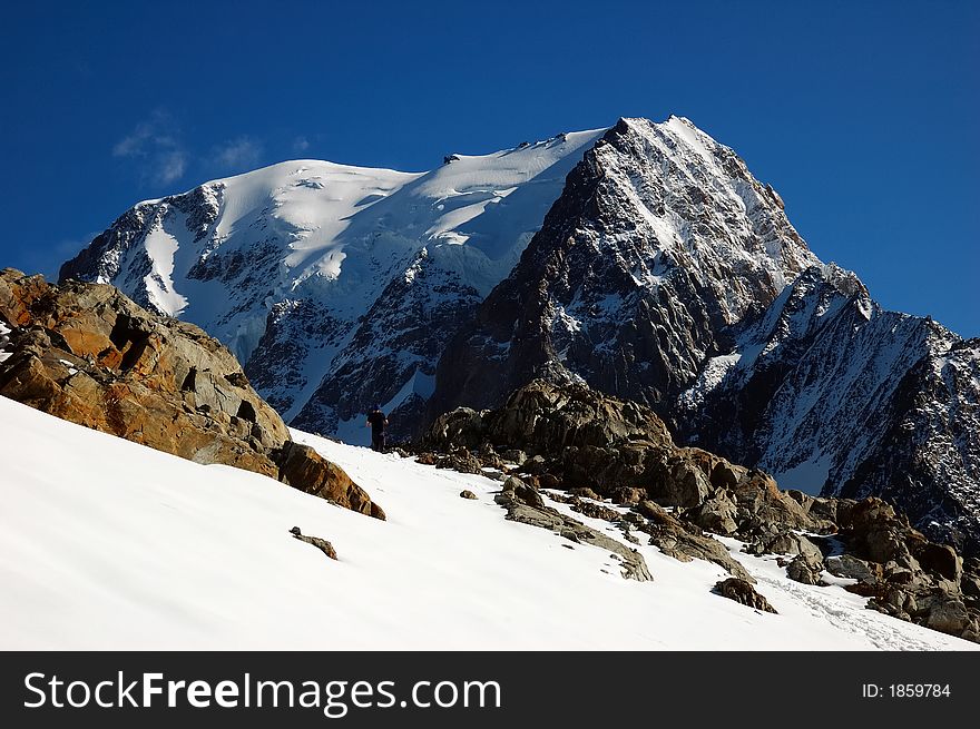 Mont Blanc, south face, from Veny valley Italy. Mont Blanc, south face, from Veny valley Italy