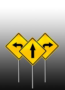Signs Straight, Turn Left, Turn Right Royalty Free Stock Photo Signs Straight, Turn Left, Turn Right Royalty Free Stock Photo