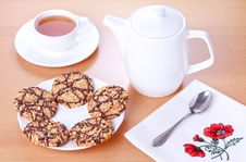 Biscuits With Chocolate And Peanut Decoration Stock Photos Biscuits With Chocolate And Peanut Decoration Stock Photos