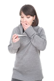 Woman With Thermometer Royalty Free Stock Photo Woman With Thermometer Royalty Free Stock Photo