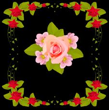 Pink Flower Design In Red Rose Frame Royalty Free Stock Photos Pink Flower Design In Red Rose Frame Royalty Free Stock Photos