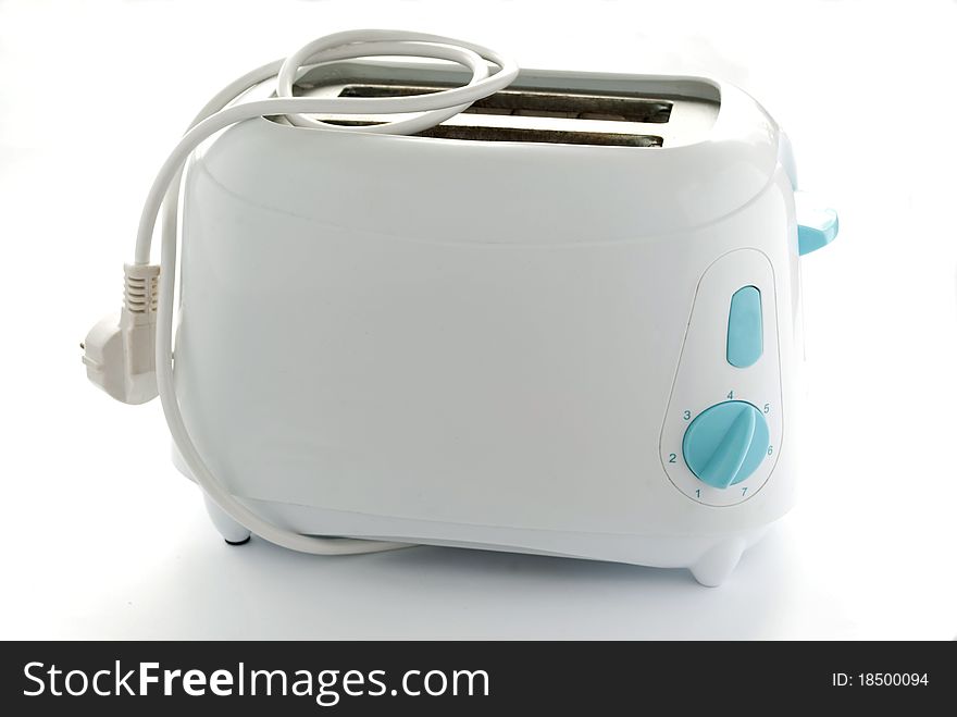 Electric toaster on a white background, close-up.