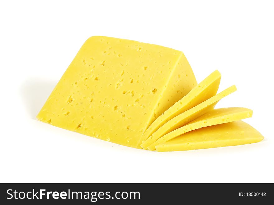 Piece of cheese isolated on a white background