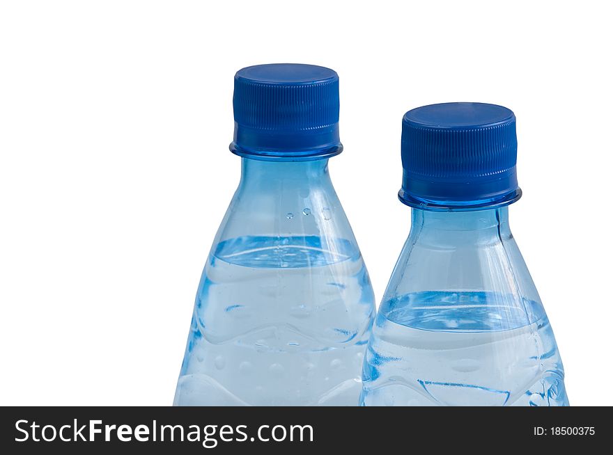 Two plastic bottles isolated on white background