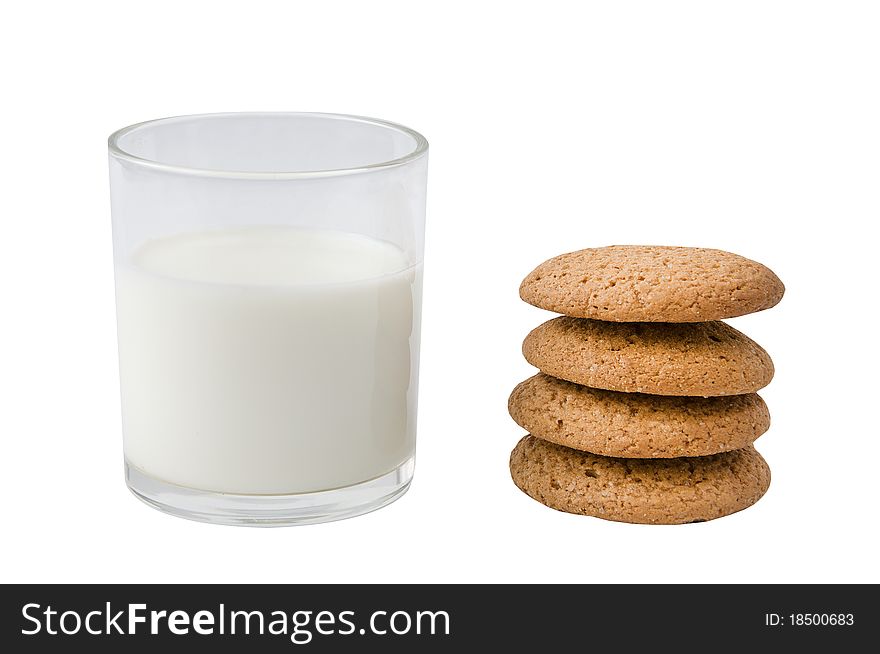 Cookies and milk isolated on a white background