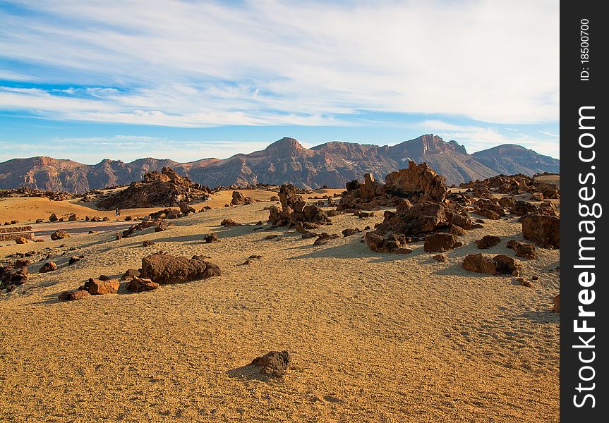 Near El Teide som rocks lying in the sand. Near El Teide som rocks lying in the sand
