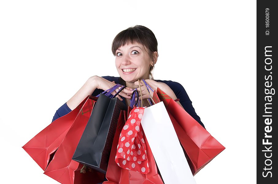 Happy girl with shopping bags. Happy girl with shopping bags