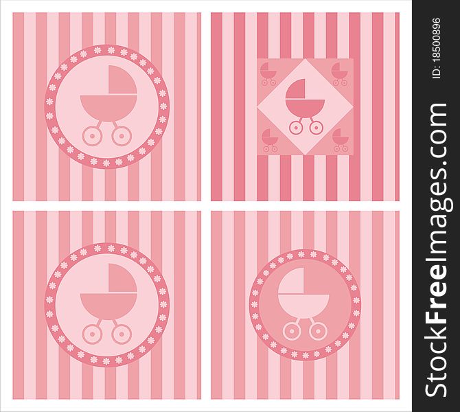 Set of 4 cute baby arrival backgrounds