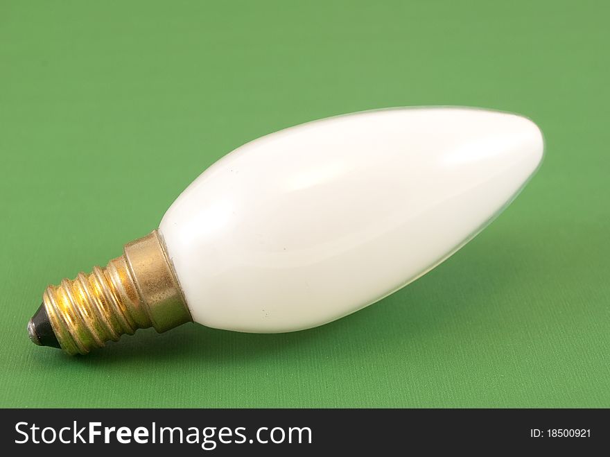 White light bulb macro photography green background