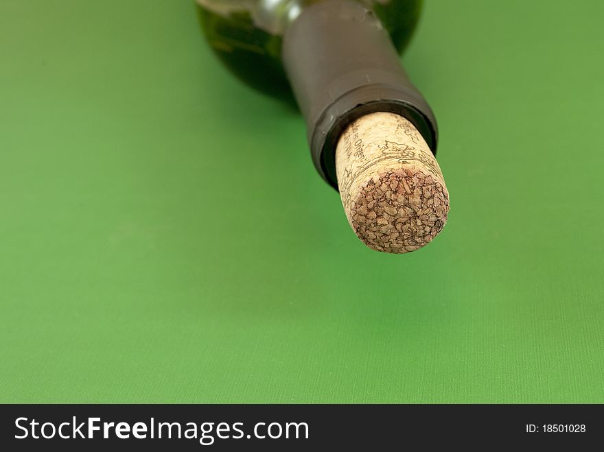 Wine bottle macro photography green background
