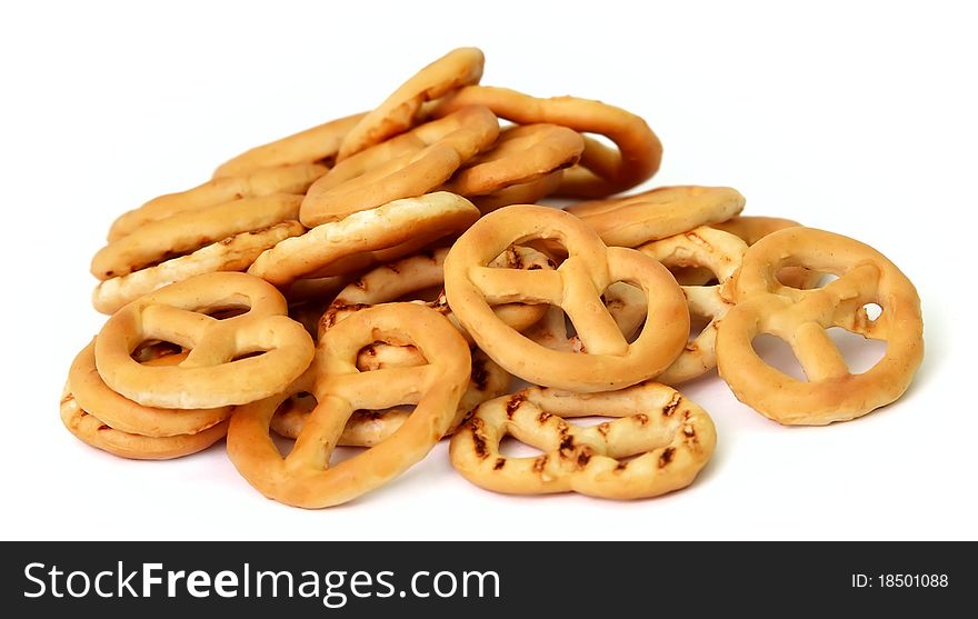 Small cookies on a white background. Crackers