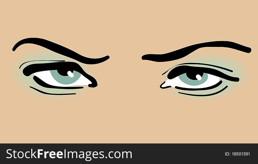 Vector women green eyes. Isolated object. Vector women green eyes. Isolated object