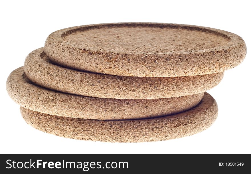 Set of Bamboo Coasters Isolated on White with a Clipping Path.