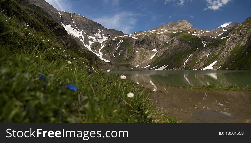 Mountain lake on the road to the Grossglockner