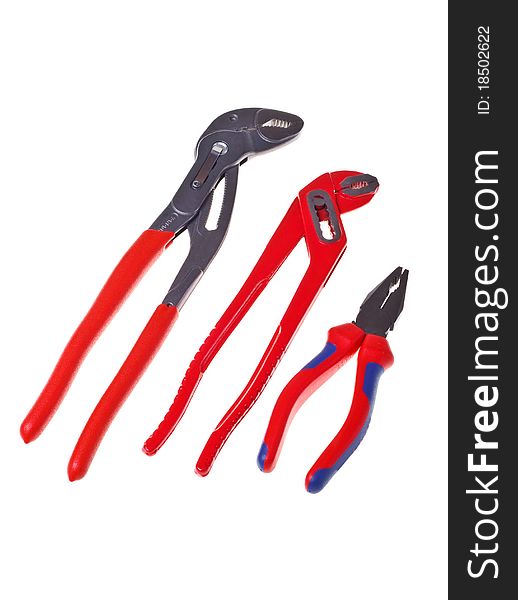 Alligator wrenches and pliers (isolated).