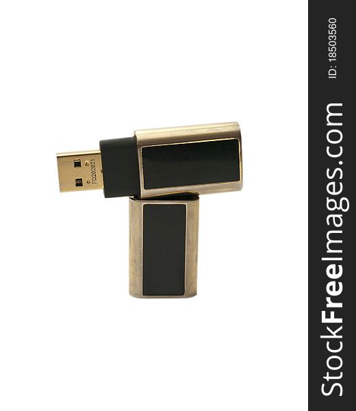 Usb flash memory, close-up, isolated on white backround