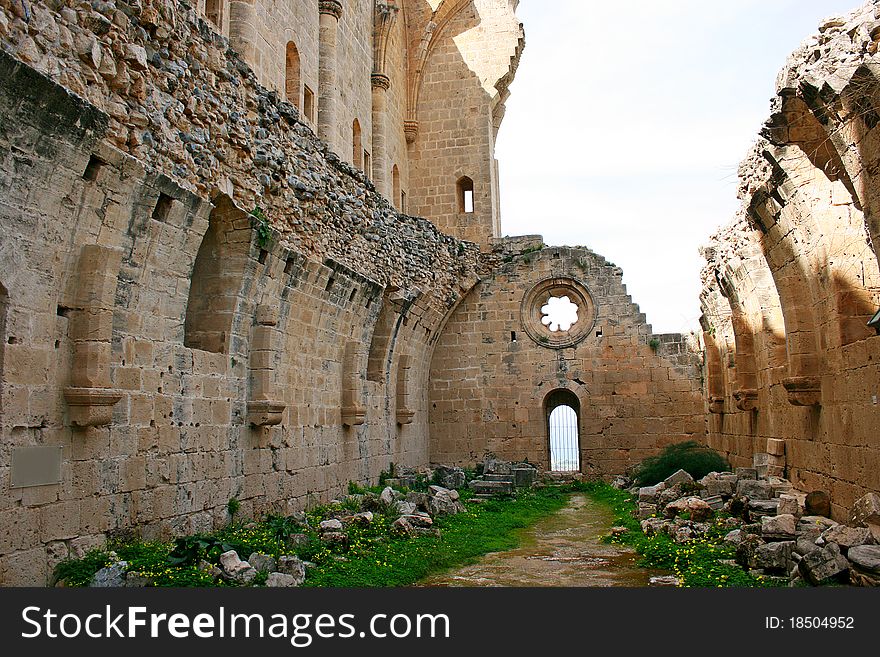 Historic Bellapais Abbey in Kyrenia, Northern Cyprus.Original construction was built between 1198-1205, it is the most beautiful Gothic building in the Near East.