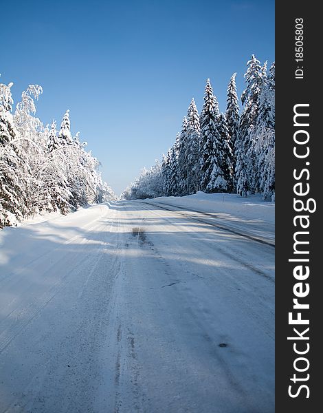 A icy road at Finland. A icy road at Finland.