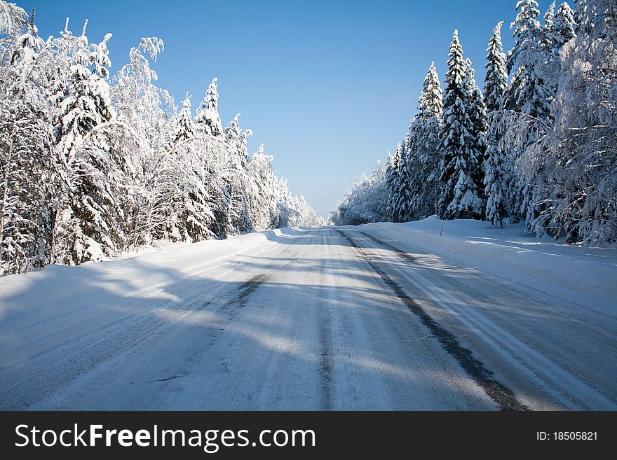 A icy road at Finland. A icy road at Finland.