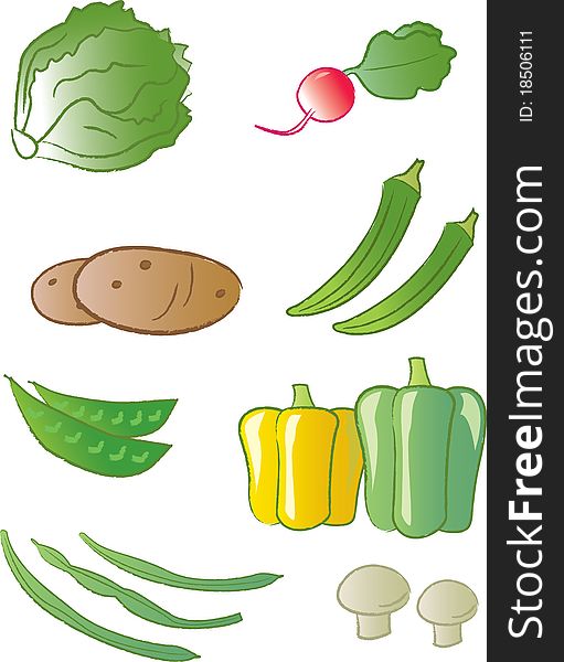 Assorted vegetables and other produce commonly found in grocery stores or at produce stands. Assorted vegetables and other produce commonly found in grocery stores or at produce stands.