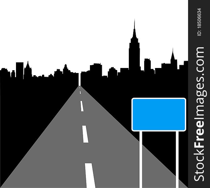 Silhouette of city and dark blue advertising. Silhouette of city and dark blue advertising