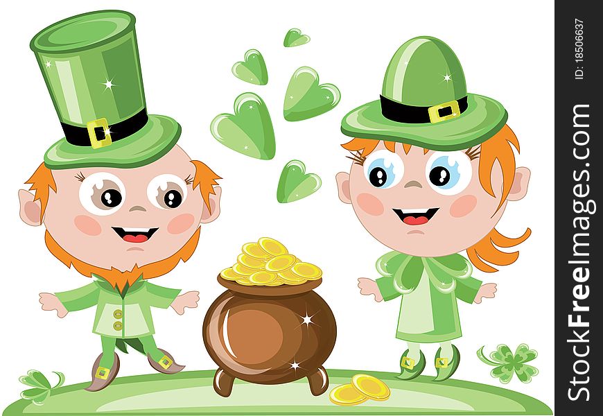 Leprechauns With A Gold Pot