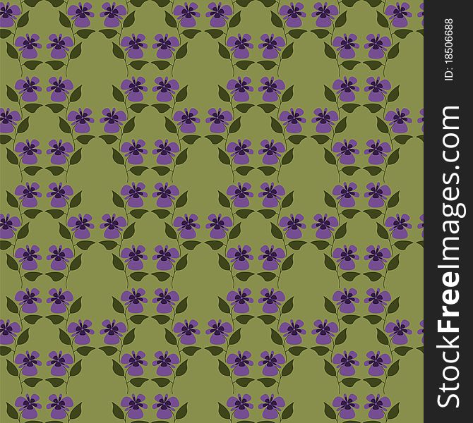 Green background with violet flowers
