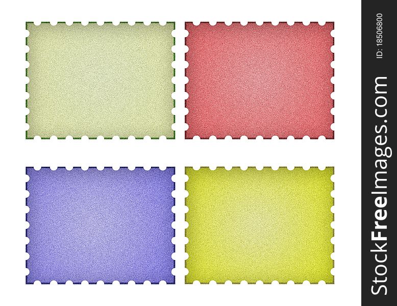 Set of empty post stamps on a white