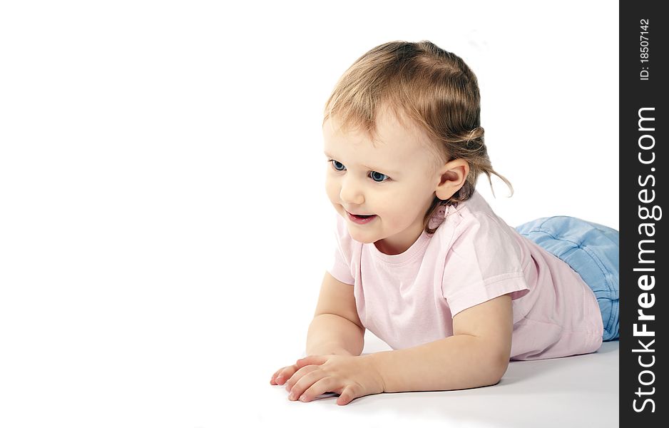 Little Baby In Studio On The Floor