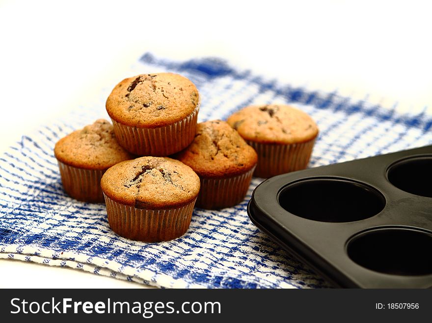 Dark chocolate flavored baked muffins