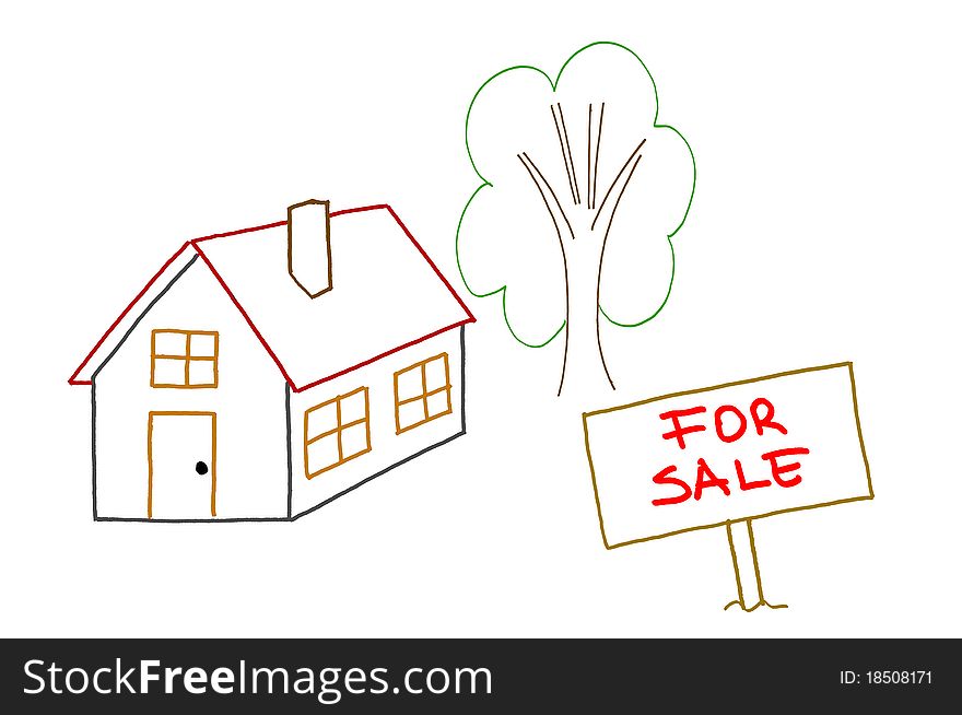 Hand Drawing House For Sale