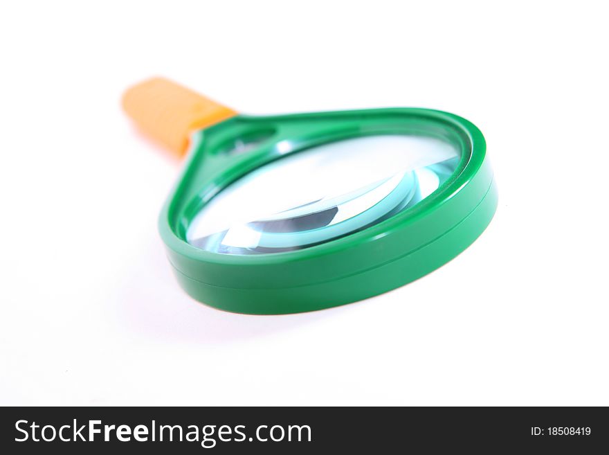 Magnifying glass on white background.