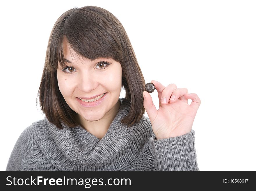 Young adult sick woman . over white background