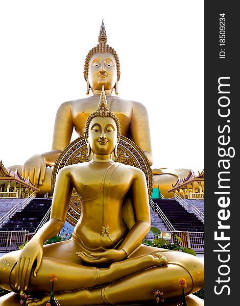 Golden Buddha Statue in temple of Thailand