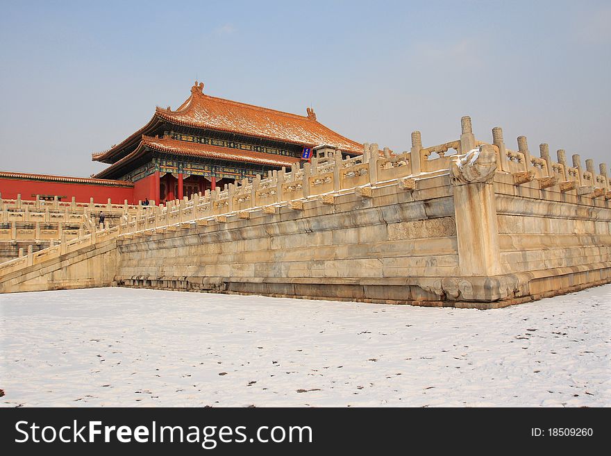 Forbidden city after snow