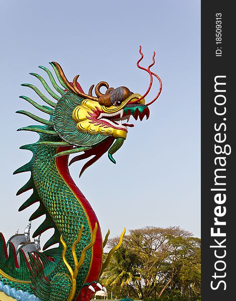 Chinese dragon statue in temple of Thailand