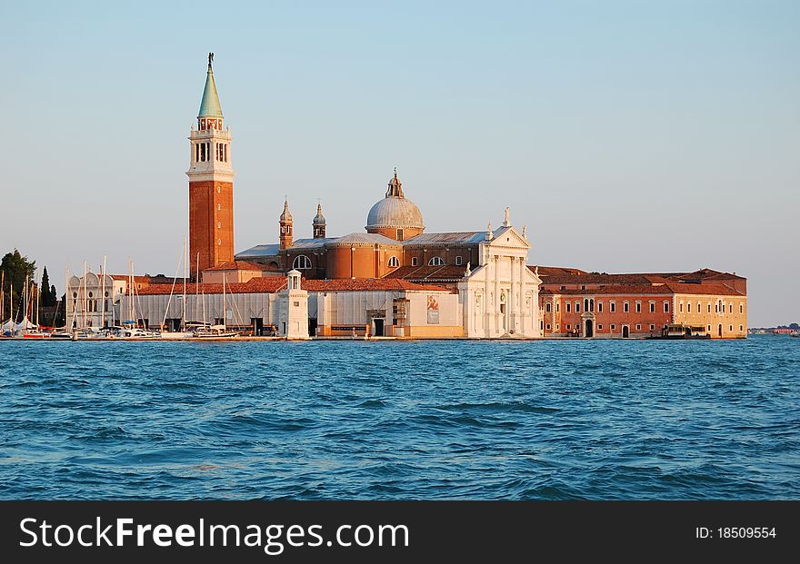 Venice in evening. View to island of San-Giorgio. Venice in evening. View to island of San-Giorgio