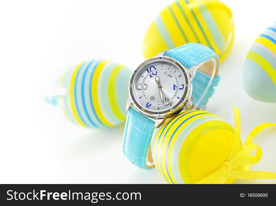 Easter watch concept isolated on white background