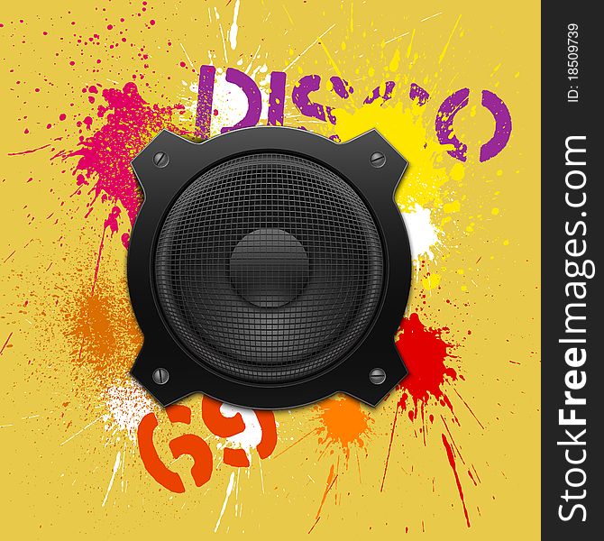 Party design element with speakers . Vector illustration.