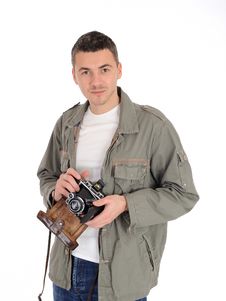 Young Photographer With Old Film Camera Stock Images Young Photographer With Old Film Camera Stock Images