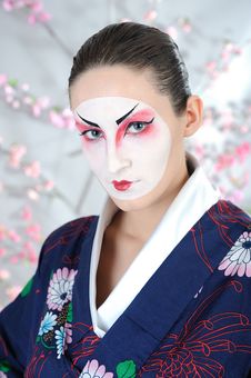 Japan Geisha Woman With Creative Make-up Royalty Free Stock Image Japan Geisha Woman With Creative Make-up Royalty Free Stock Image